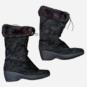 Khombu Black Leather Fur Boots